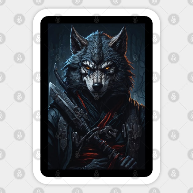 Ninja Wolf Sticker by SARKAR3.0